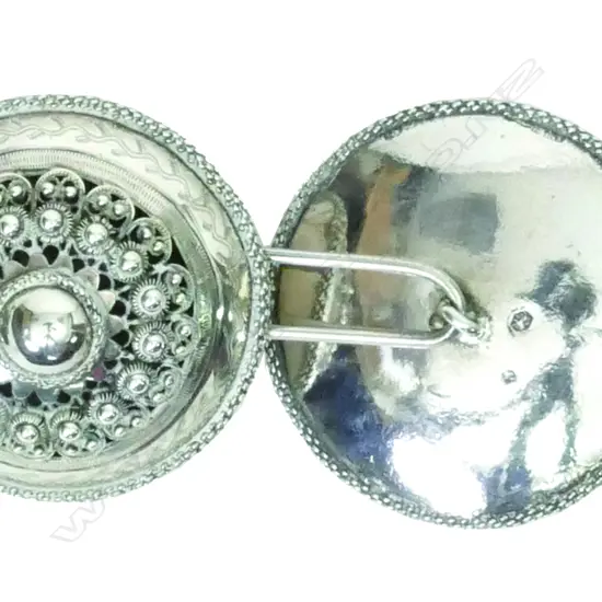 A pair of c.1900 Indo-Dutch silver decorative pillow ends