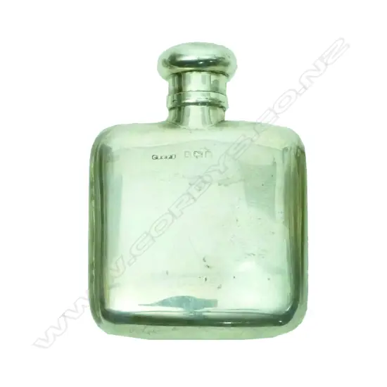 A small silver hip flask