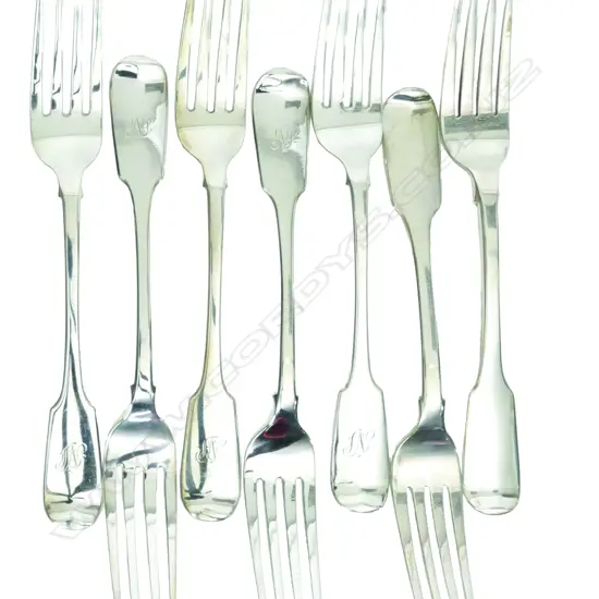 Seven provincial York silver table forks