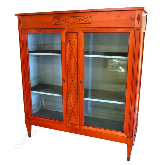 A 19thC French fruitwood Empire-style display cabinet