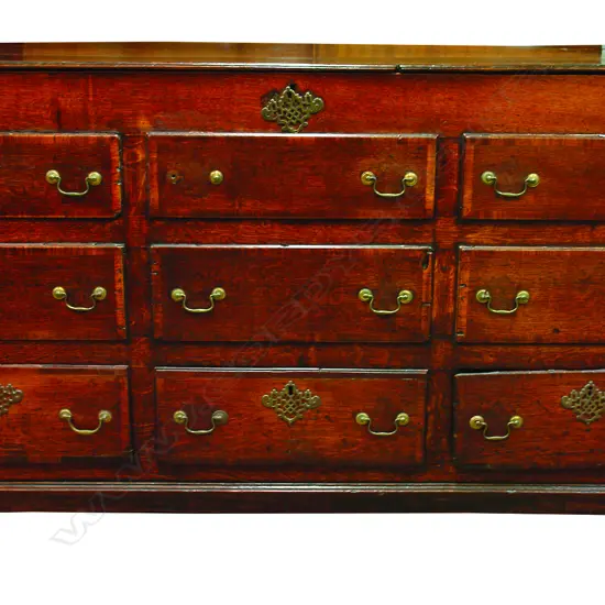 A good George III oak mahogany crossbanded mule chest