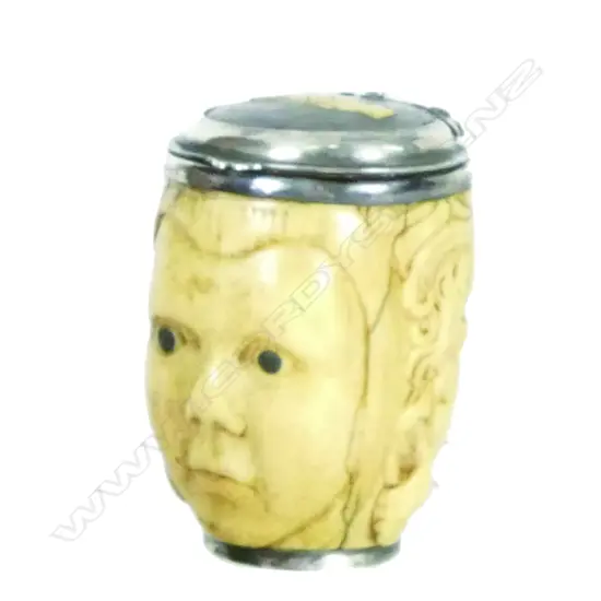 A 19thC carved ivory and silver snuff box