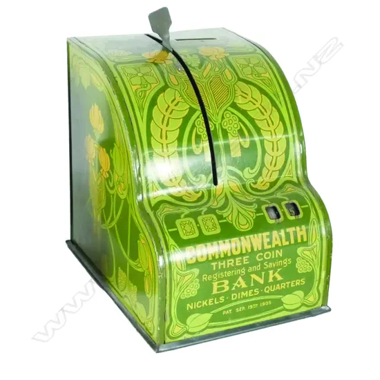 An early 20thC 'Commonwealth  Bank 3 Coin Register Bank'