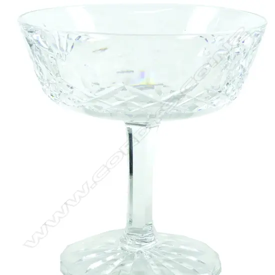 A set of eight Irish Waterford champagne glasses