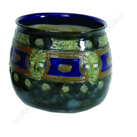 An early 20thC Royal Doulton stoneware 'Kia-Ora' Maori Art jardiniere