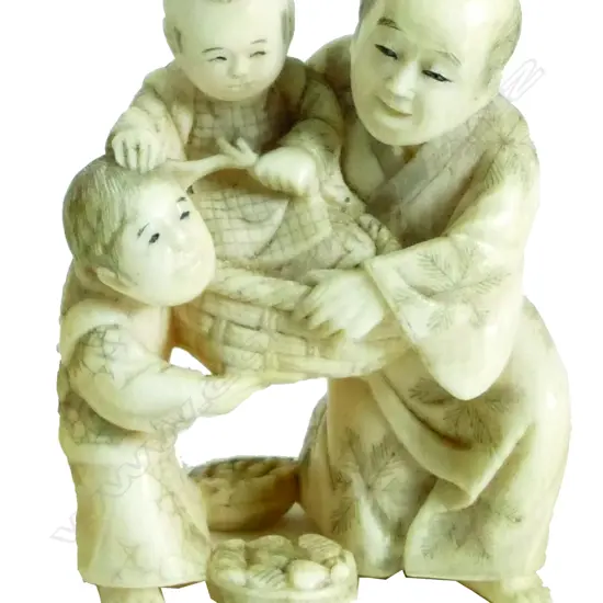 A Meiji period Japanese carved ivory Okimono
