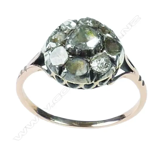 A George III gold and diamond cluster ring