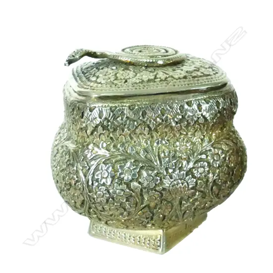 A colonial Indian silver lidded cannister