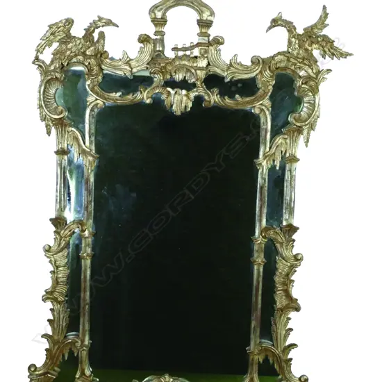 A Chippendale chinoiserie silvered framed mirror