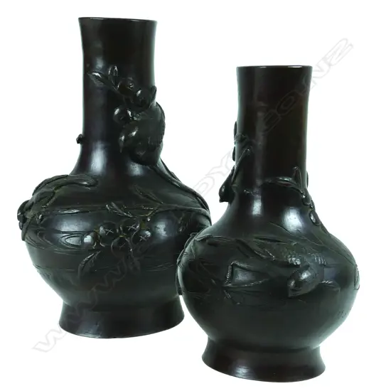 A pair of Chinese bronze vases