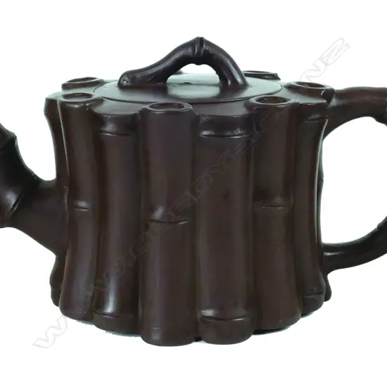 A Chinese Yixing bamboo form teapot