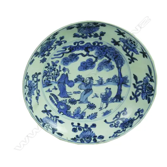 A Chinese blue and white shallow bowl in the Ming manner