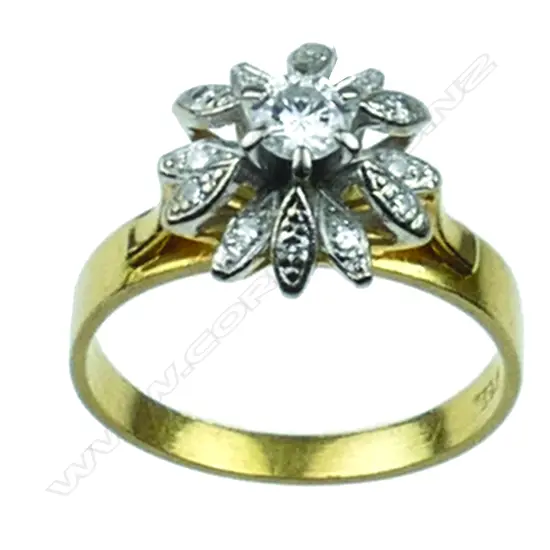A vintage 18ct. yellow gold and diamond cluster ring