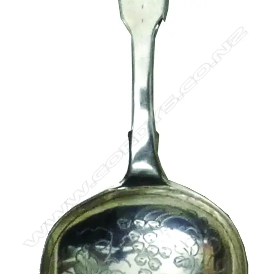 A mid-Victorian silver fiddle pattern caddy spoon