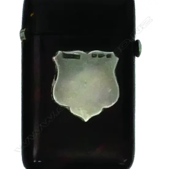 A tortoiseshell vesta case with silver shield