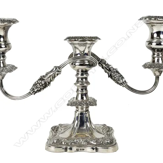 An uncommon silver candelabra in the Georgian style