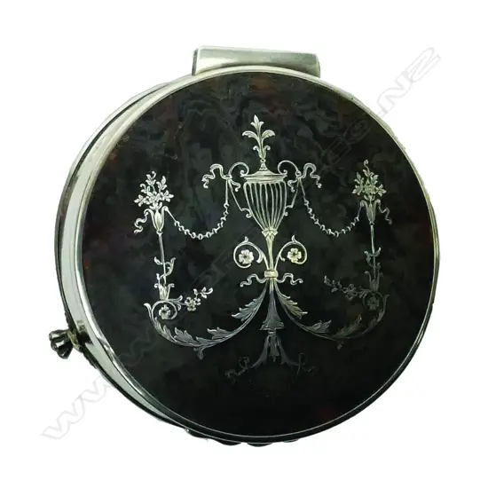 An Edwardian silver and tortoisehell pique work jewel box