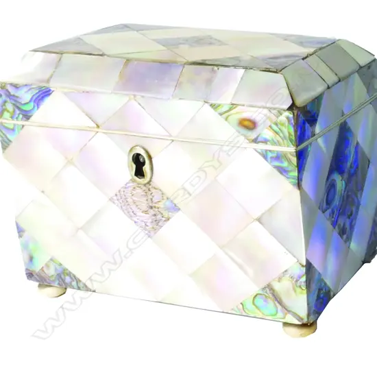 A Victorian mother-of-pearl and abalone tea caddy