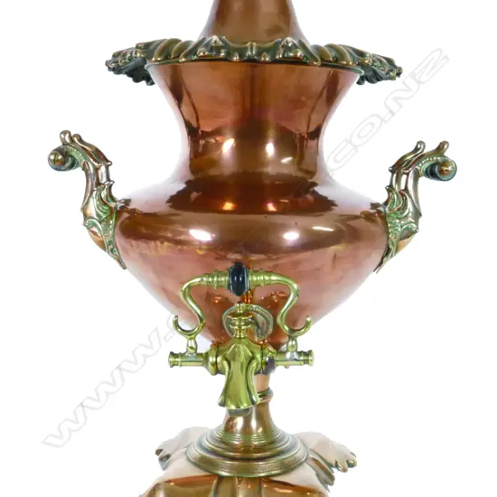 A Victorian copper tea urn