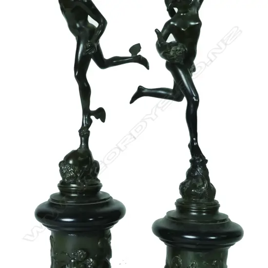 A pair of small Victorian bronzes of Mercury and Fortuna
