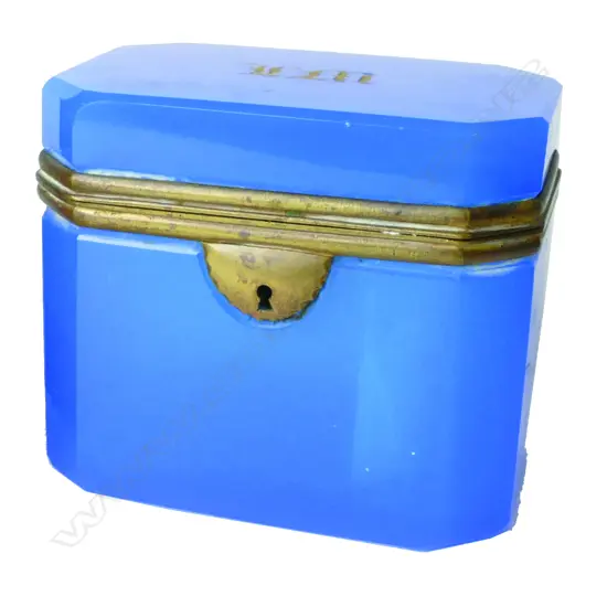 A Continental bleu céleste glass tea caddy