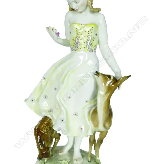 A good Hutschenreuther stylised young woman with fawns