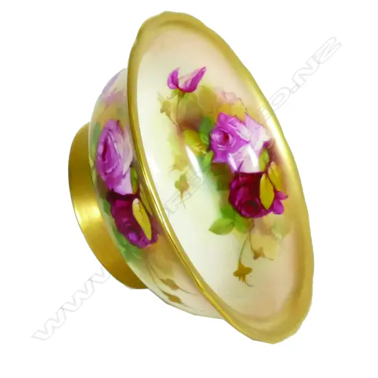 A c.1920s Royal Worcester rose hand painted footed bowl