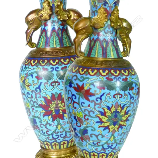 A pair of Chinese cloisonné vases