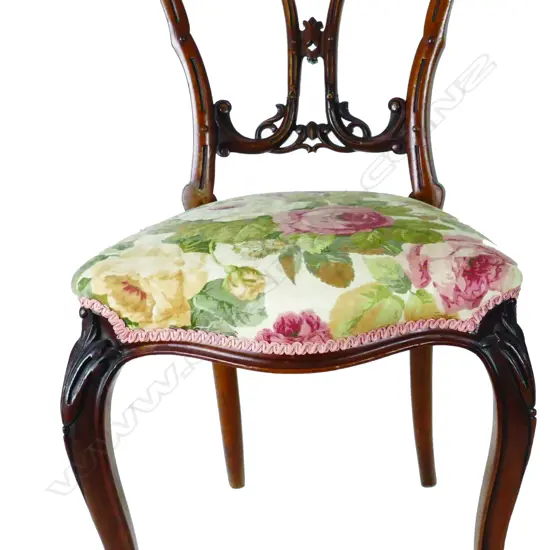 Four Victorian walnut dining chairs