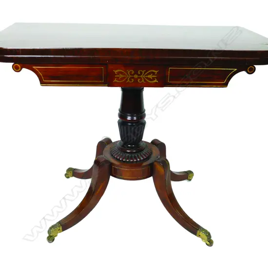 A fine quality Regency rosewood flap-top card table
