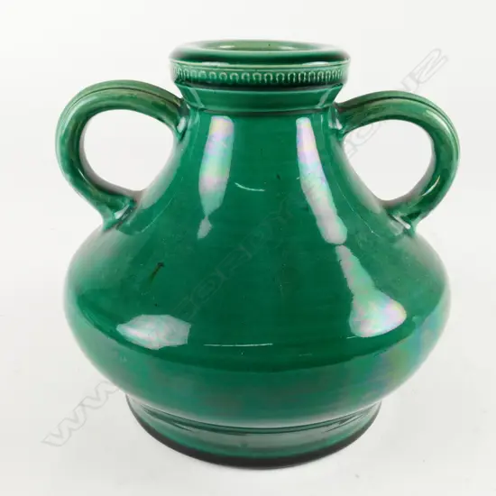 Peter Hutson N.Z. colonial green glazed pottery vase