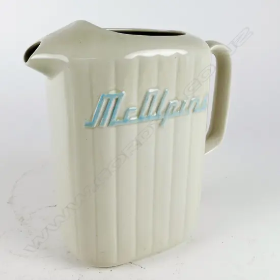 A Crown Lynn white McAlpine refrigerator jug