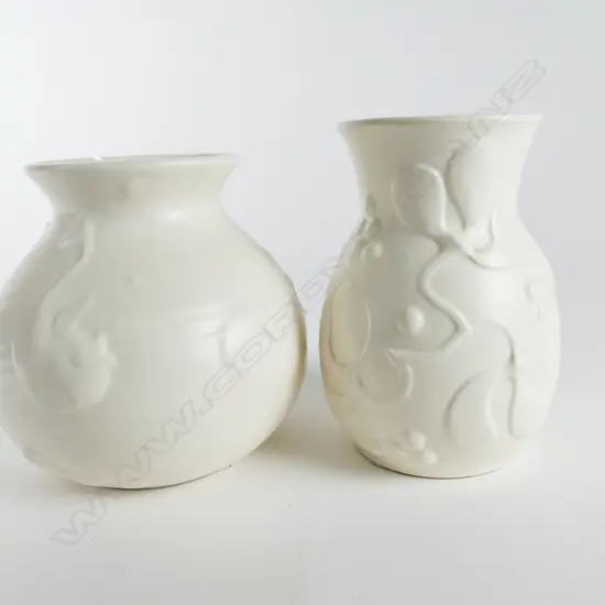 Two Crown Lynn white glaze vases
