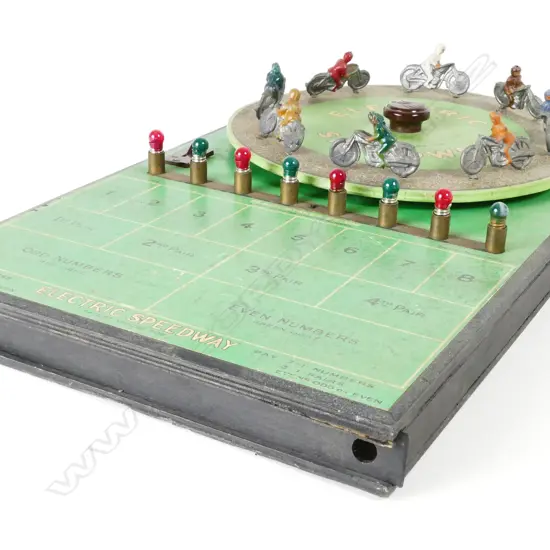 A vintage 1930s 'Electric Speedway' dynamo activated board game (roulette)