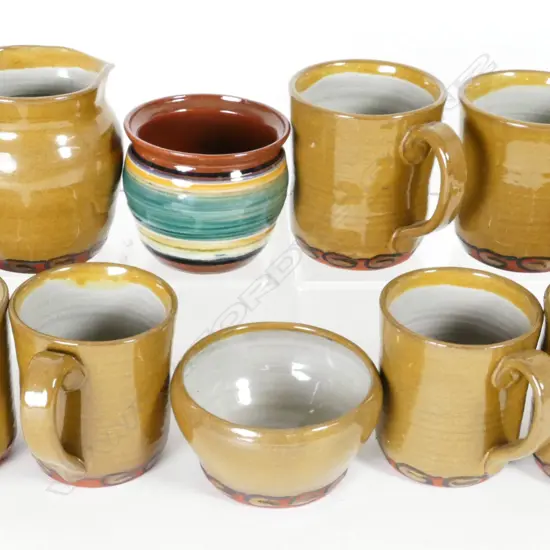 An Elizabeth Lissaman eight-piece pottery coffee set