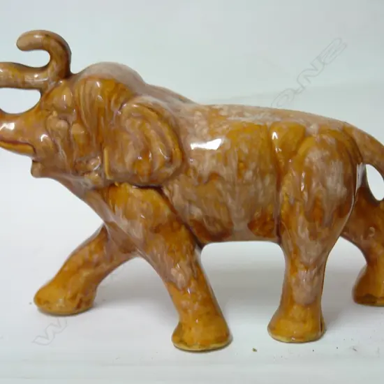 Ambrico (Early Crown Lynn) trickle glazed elephant