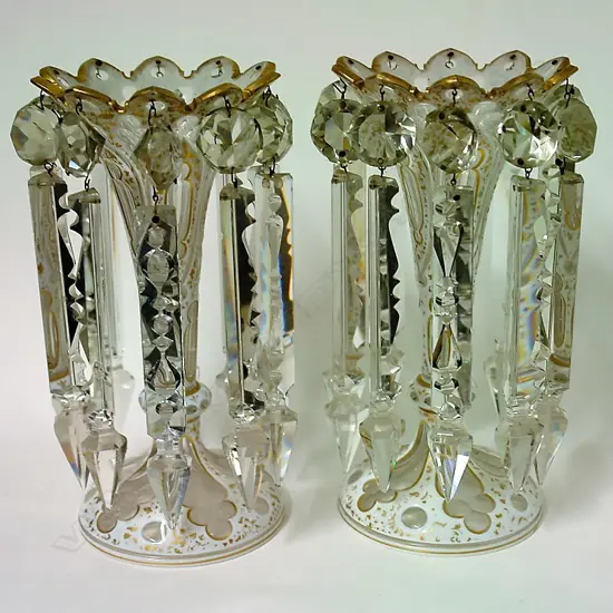 Two Victorian glass lustre vases
