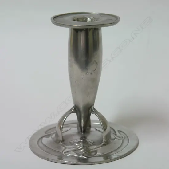 An Archibald Knox English Pewter (Tudric) candlestick