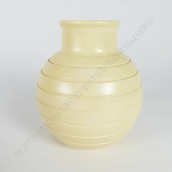 A Keith Murray Wedgwood matt straw glaze spherical vase