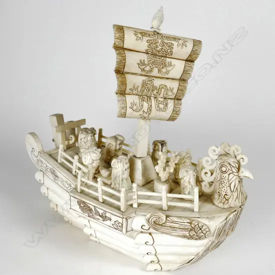 A Chinese bone heavenly boat of the gods