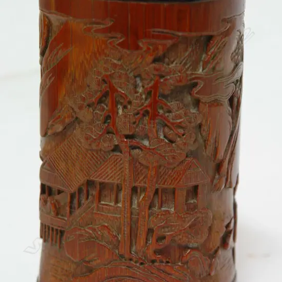 A fine Chinese carved bamboo brush pot