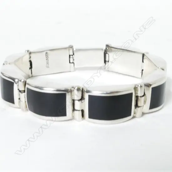 A silver and onyx Art Deco bracelet