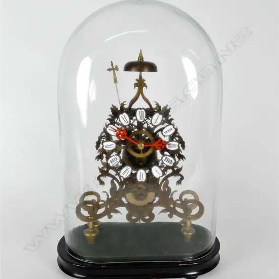 A brass skeleton clock
