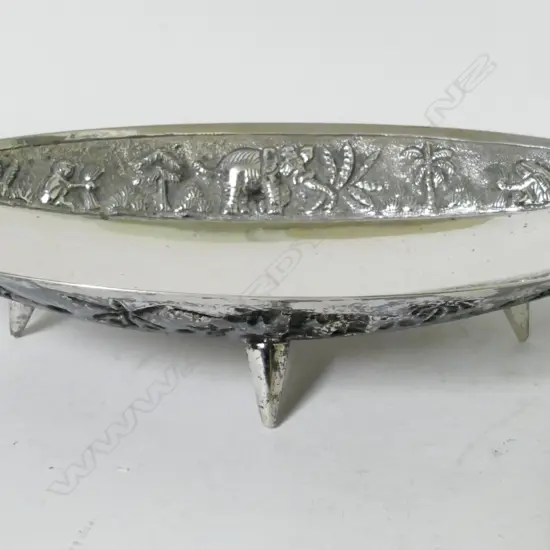 A heavy Indian silver modernist dish