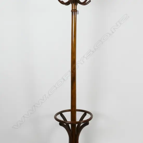 A bentwood hat and coat rack