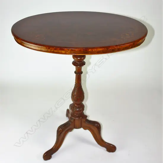 A Victorian burr walnut oval wine table