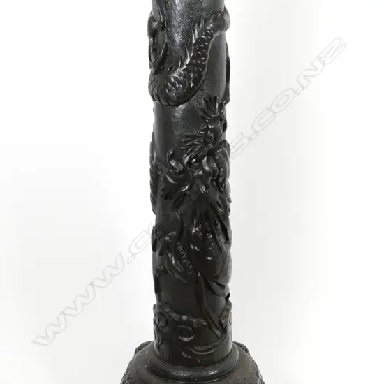 A unusual large c.1910 Japanese export ebonised column stand
