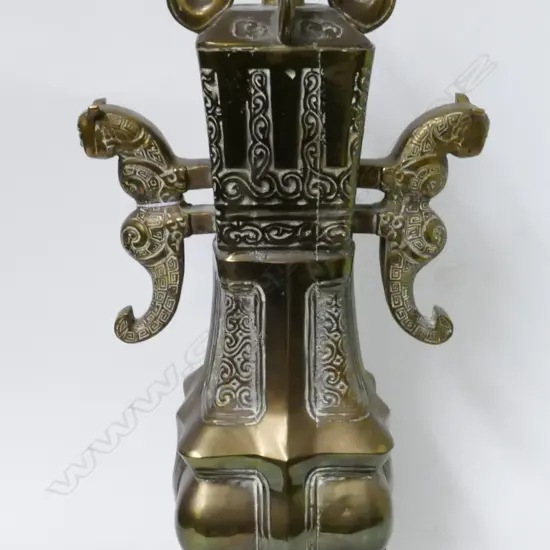 A Chinese brass table lamp base