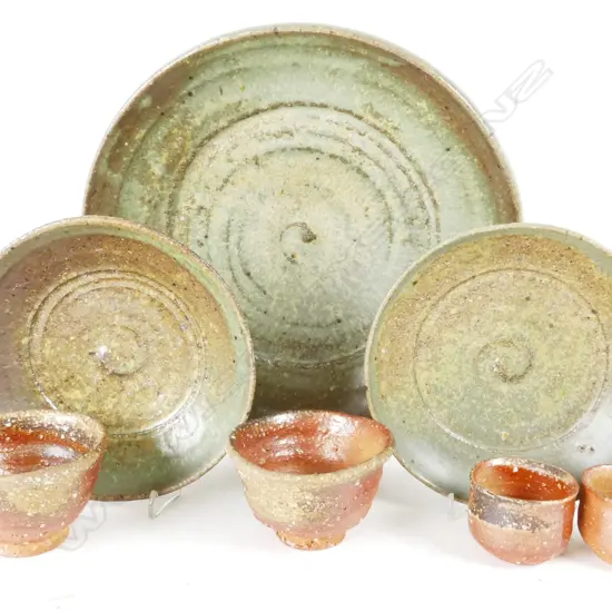 A collection of Japanese Bizen pottery