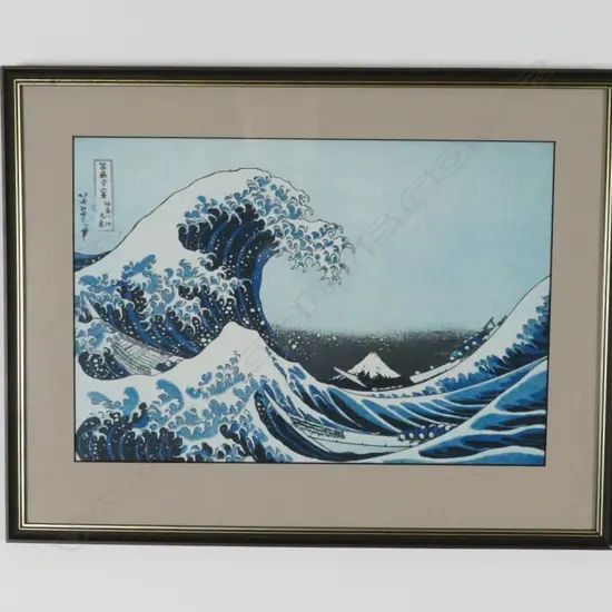Replica wood block print The Great Wave by Hokusai